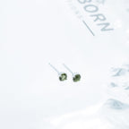 Starborn Faceted Moldavite Prong Style Post Earrings in Sterling Silver