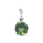 Starborn Faceted Round-Shaped Moldavite Pendant in Fine Sterling Silver