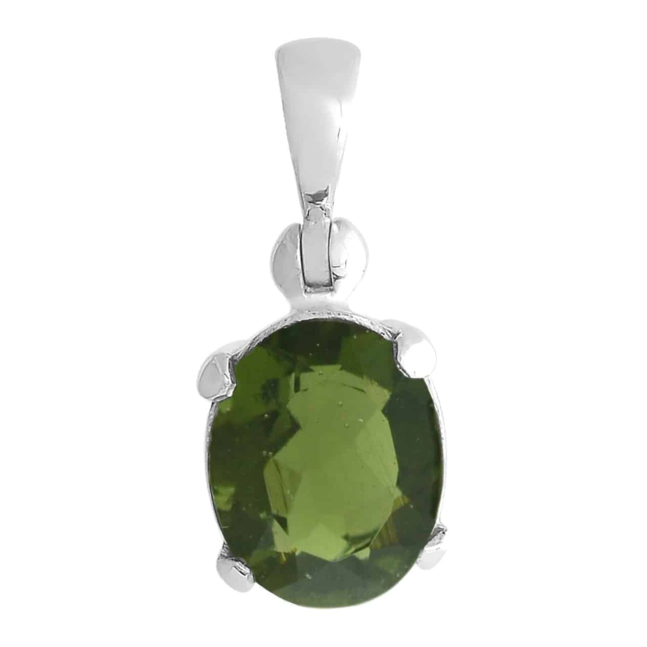 Starborn Faceted Moldavite 2ct Pendant in Sterling Silver