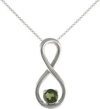 Starborn Faceted Moldavite Infinity Pendant in Sterling Silver