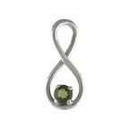 Starborn Faceted Moldavite Infinity Pendant in Sterling Silver