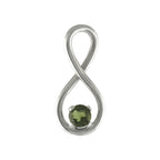 Starborn Faceted Moldavite Infinity Pendant in Sterling Silver
