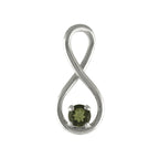 Starborn Faceted Moldavite Infinity Pendant in Sterling Silver