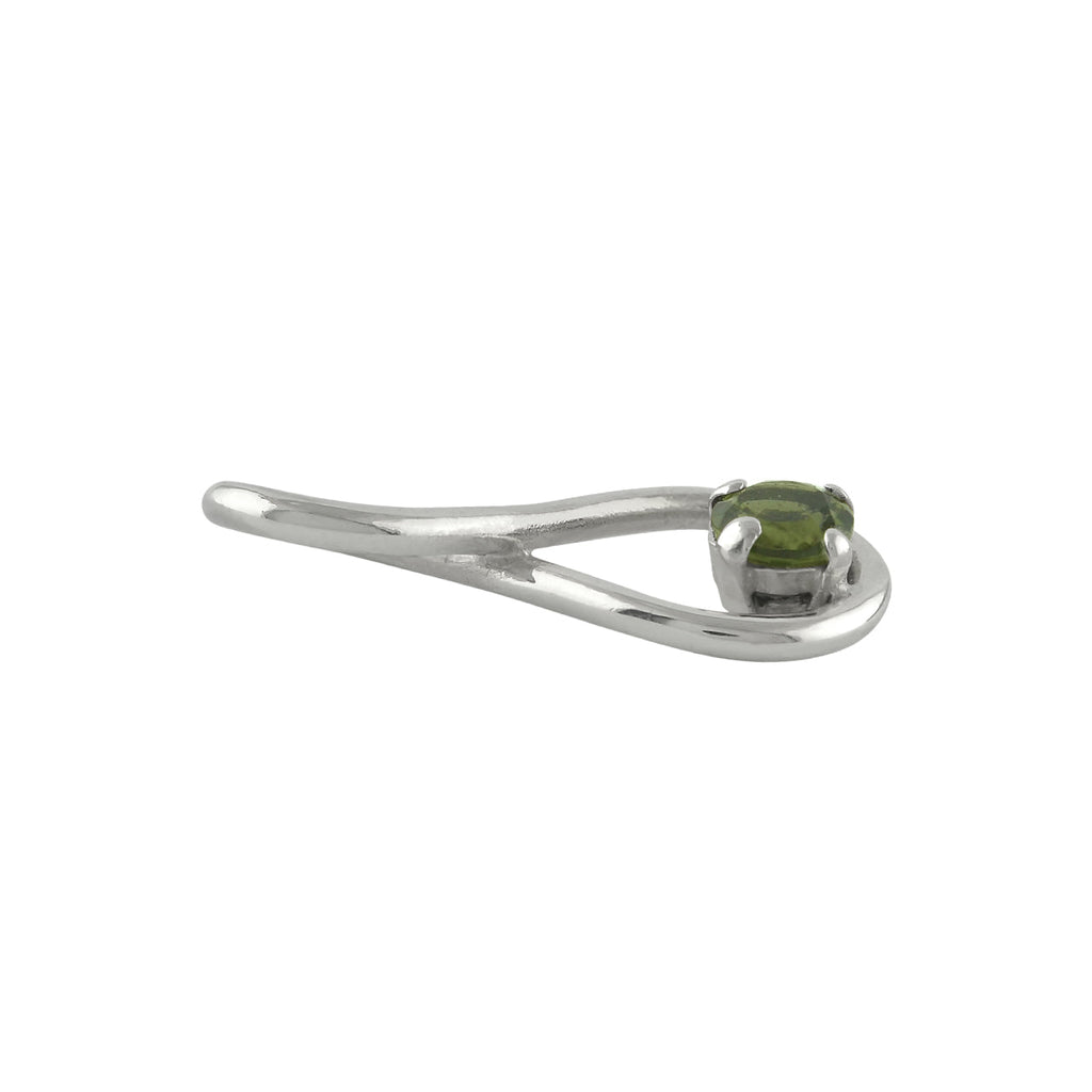 Starborn Faceted Moldavite Infinity Pendant in Sterling Silver