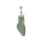 Starborn Rough Moldavite Cap Set Chop Pendant in Sterling Silver