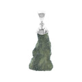 Starborn Rough Moldavite Cap Set Chop Pendant in Sterling Silver