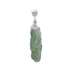 Starborn Rough Moldavite Cap Set Chop Pendant in Sterling Silver