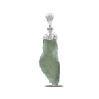 Starborn Rough Moldavite Cap Set Chop Pendant in Sterling Silver
