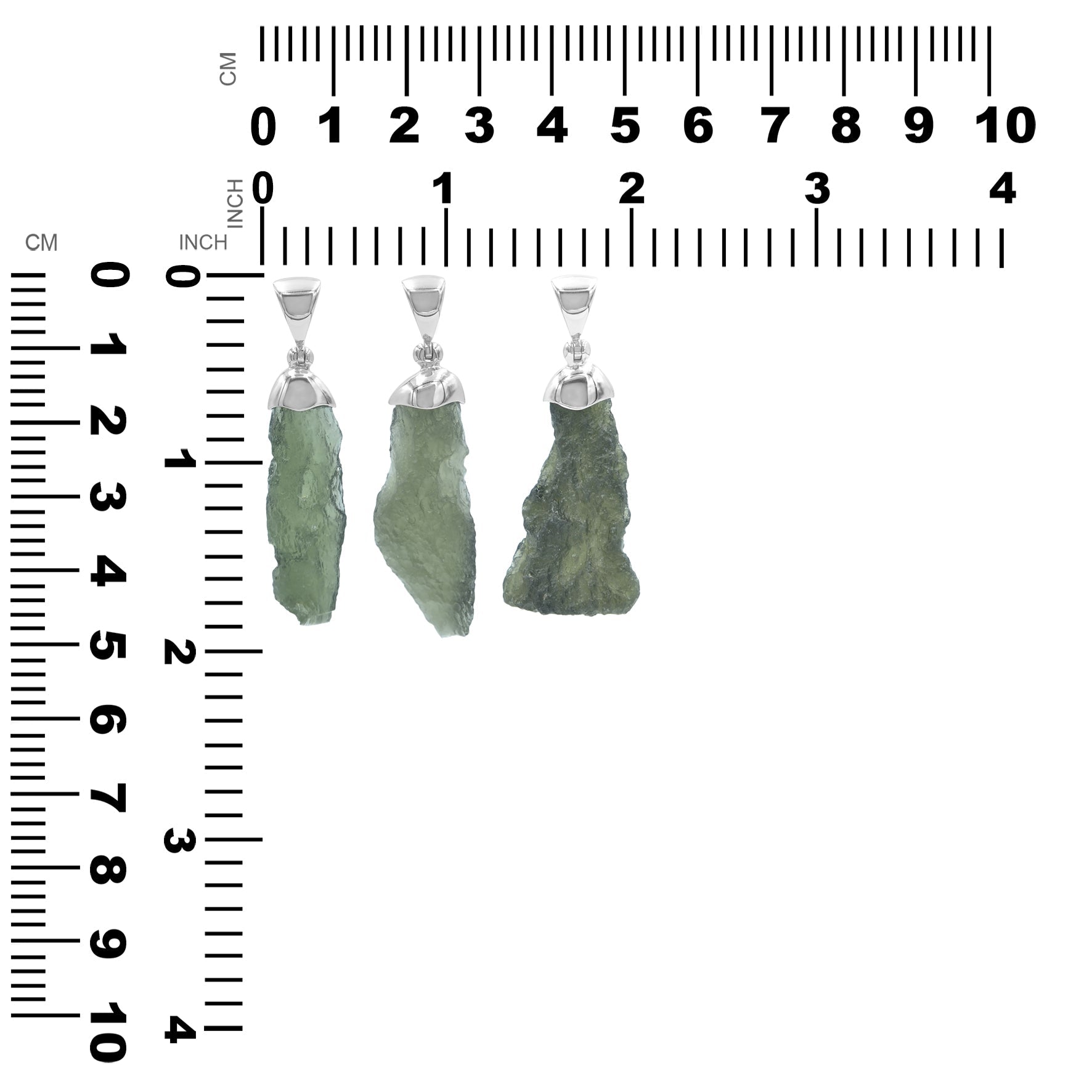 Starborn Rough Moldavite Cap Set Chop Pendant in Sterling Silver