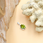 Starborn Oval Faceted Moldavite Prong Set Pendant in Sterling Silver - Large
