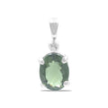 Starborn Oval Faceted Moldavite Prong Set Pendant in Sterling Silver - Large