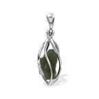 Starborn Natural Moldavite Pendant in Pointed Sterling Silver Spiral Cage