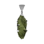Starborn Natural Elongated Moldavite Drop Pendant in Sterling Silver
