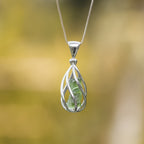 Starborn Natural Moldavite Pendant in Sterling Silver Cage