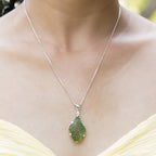 Starborn Natural Rough Moldavite Prong Set Pendant in Sterling Silver (7-11ct)