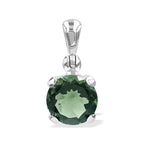 Starborn Faceted Round-Shaped Moldavite Pendant in Fine Sterling Silver