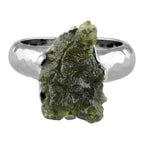 Starborn Genuine Moldavite Ring in Sterling Silver (10-15 ct)