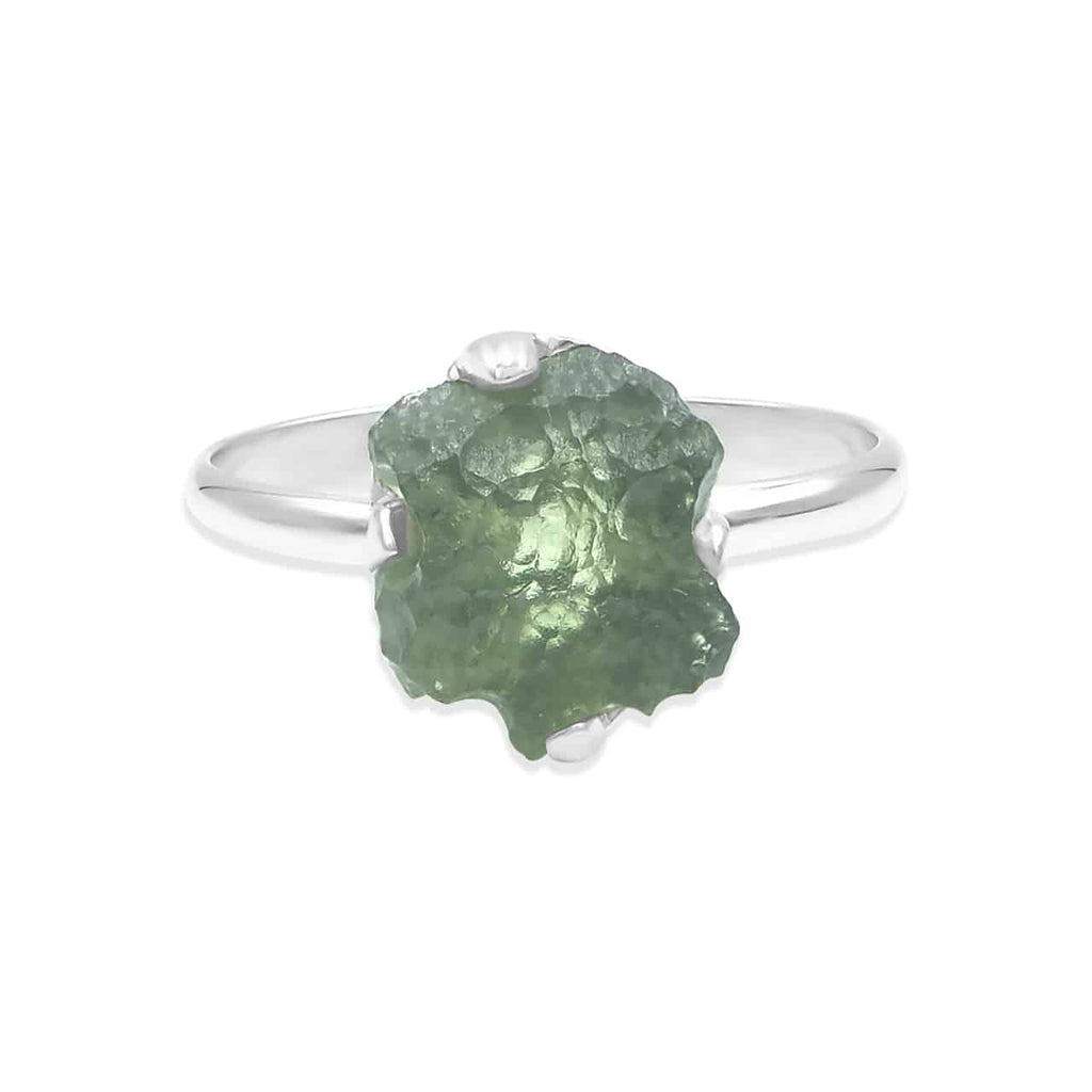 Starborn Genuine Moldavite Ring in Sterling Silver (1-2 ct)