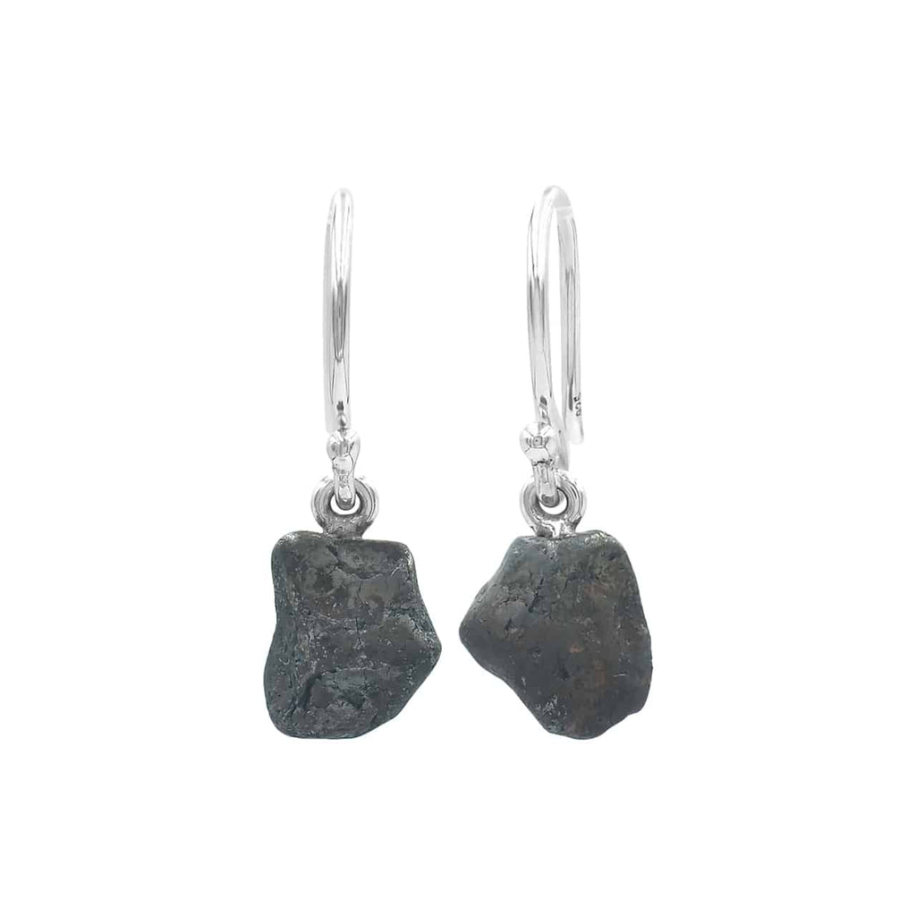 Starborn Agoudal Meteorite Nugget Drop Earrings in Sterling Silver