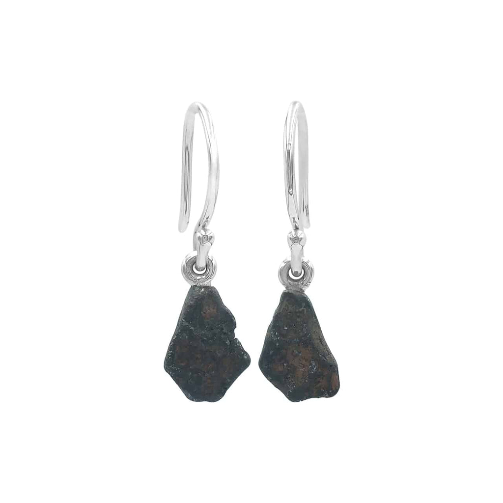 Starborn Agoudal Meteorite Nugget Drop Earrings in Sterling Silver