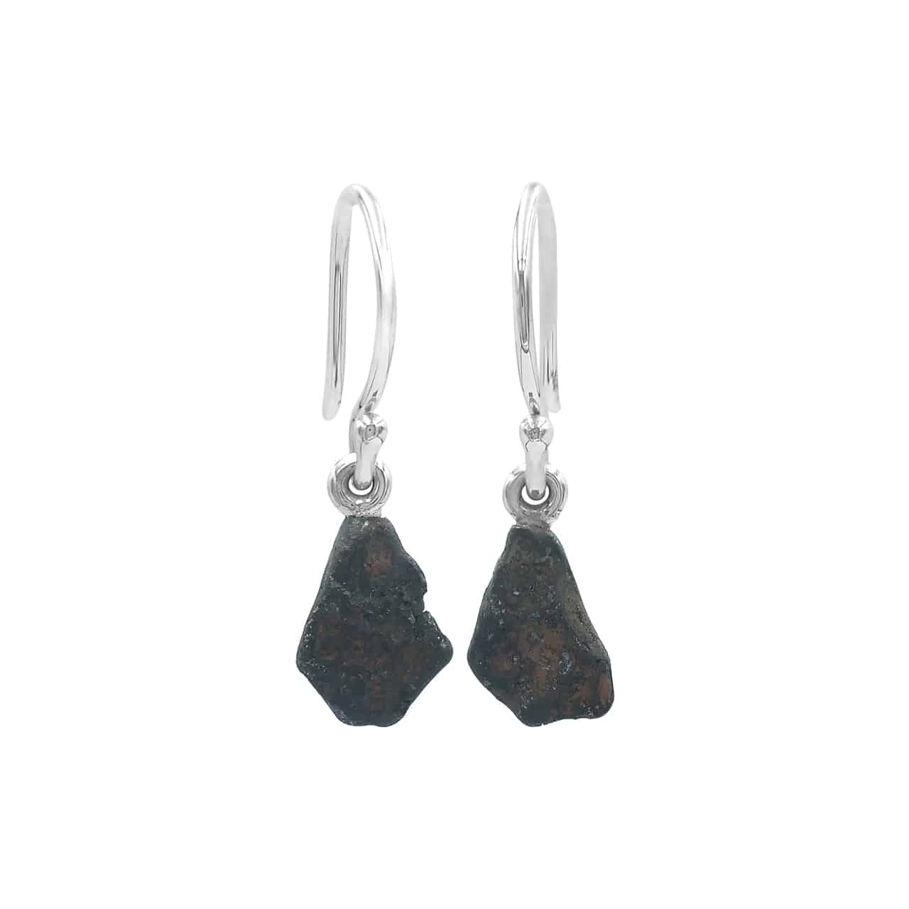 Starborn Agoudal Meteorite Nugget Drop Earrings in Sterling Silver