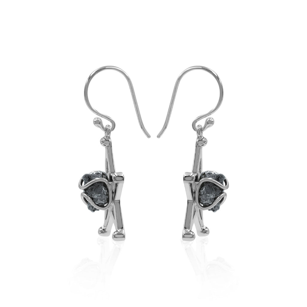 Starborn Campo del Cielo Meteorite Star Dangle Earrings in Sterling Silver