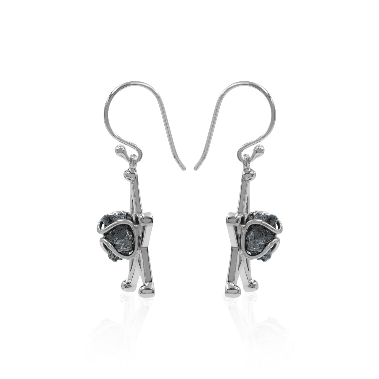 Starborn Campo del Cielo Meteorite Star Dangle Earrings in Sterling Silver