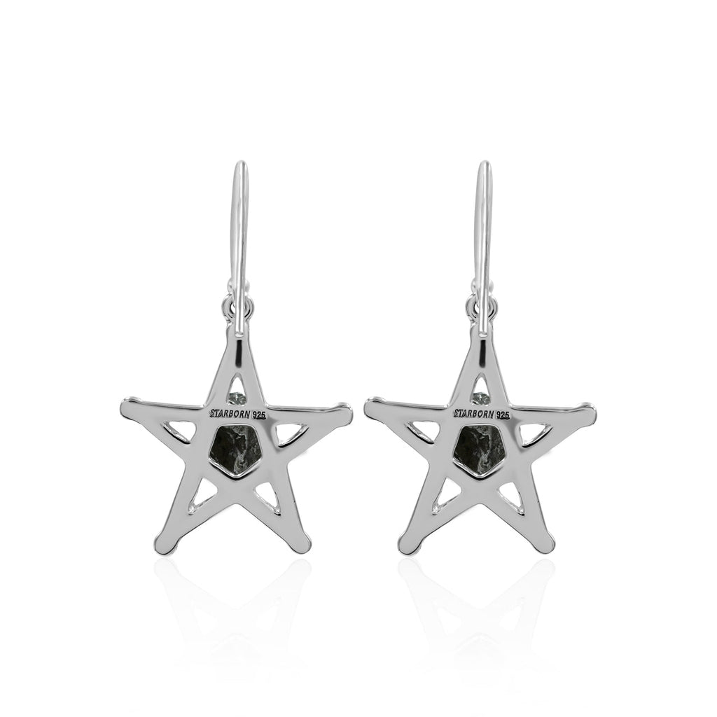 Starborn Campo del Cielo Meteorite Star Dangle Earrings in Sterling Silver