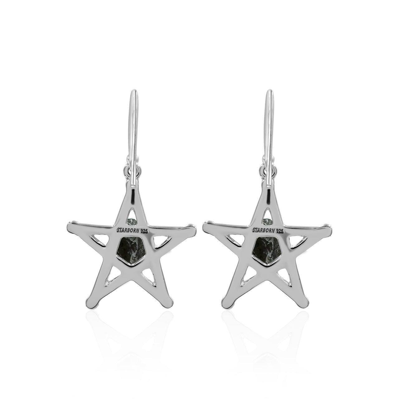 Starborn Campo del Cielo Meteorite Star Dangle Earrings in Sterling Silver