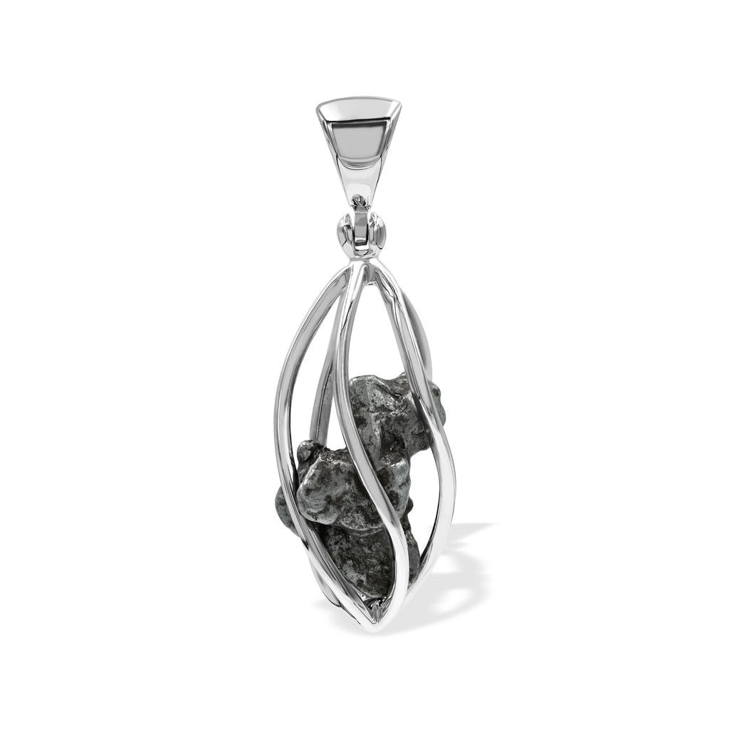 Starborn Campo del Cielo Meteorite Cage Pendant in Sterling Silver