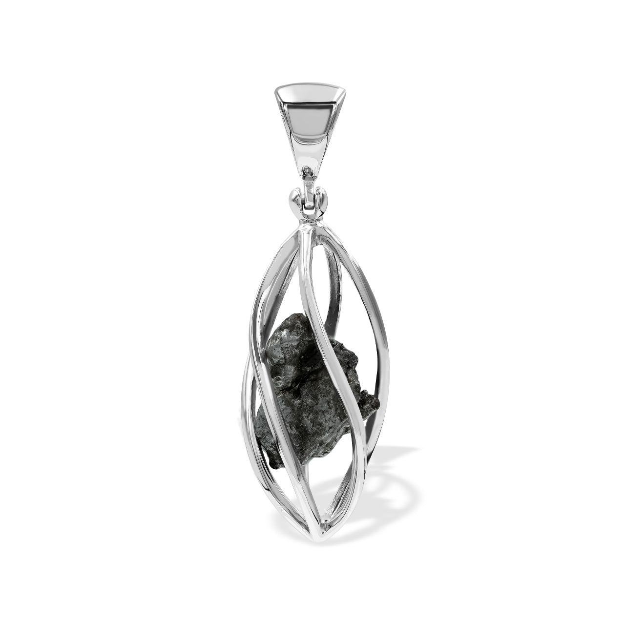 Starborn Campo del Cielo Meteorite Cage Pendant in Sterling Silver