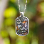 Starborn Sericho Pallasite Meteorite Dog Tag Pendant Sterling Silver