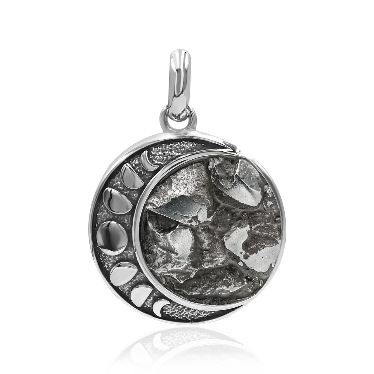 Starborn Campo Del Cielo Meteorite Moon Phases Pendant in Sterling Silver