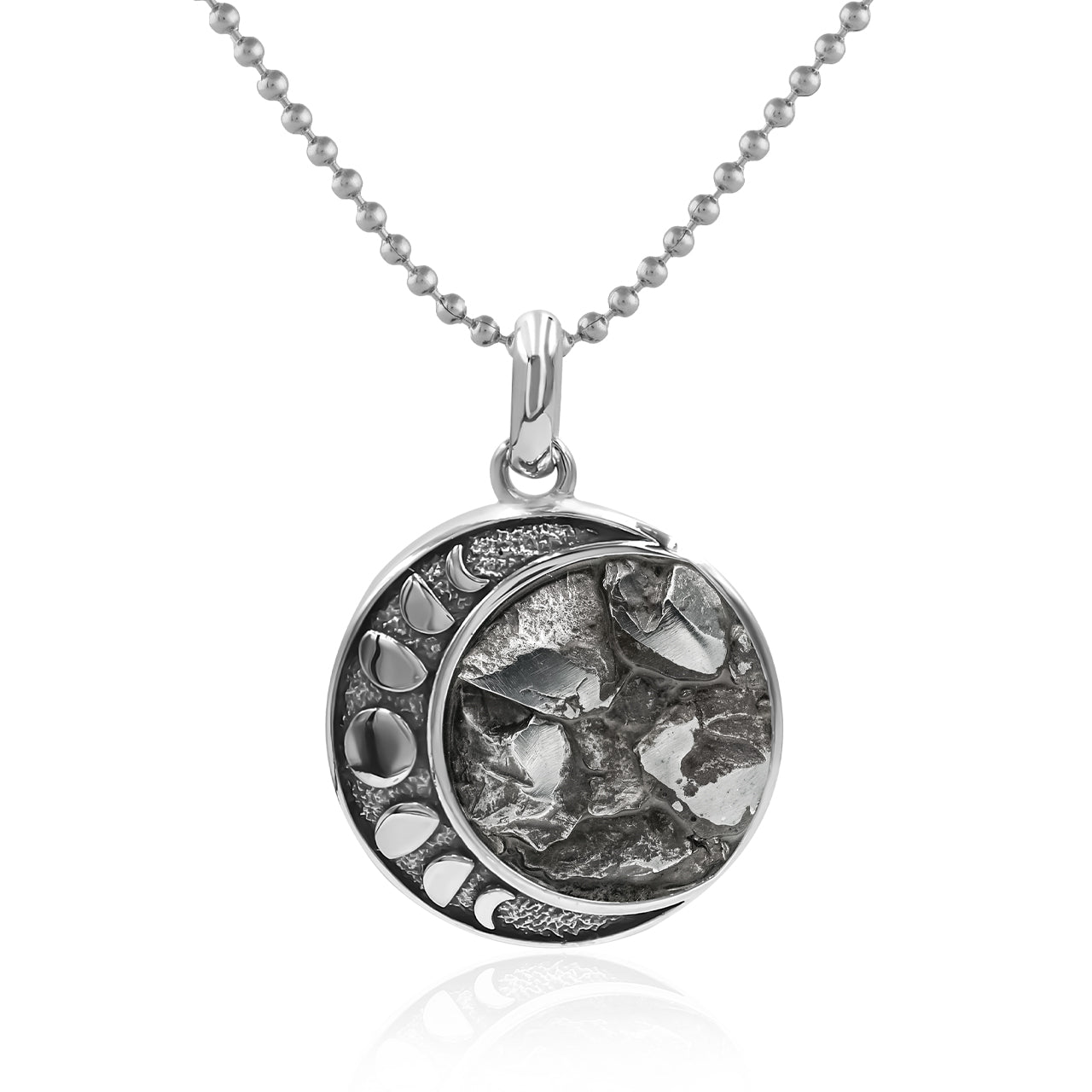 Starborn Campo Del Cielo Meteorite Moon Phases Pendant in Sterling Silver