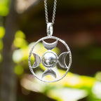 Starborn Sphere Gemstones Directional Crescent Moon Pendant in Sterling Silver - Large
