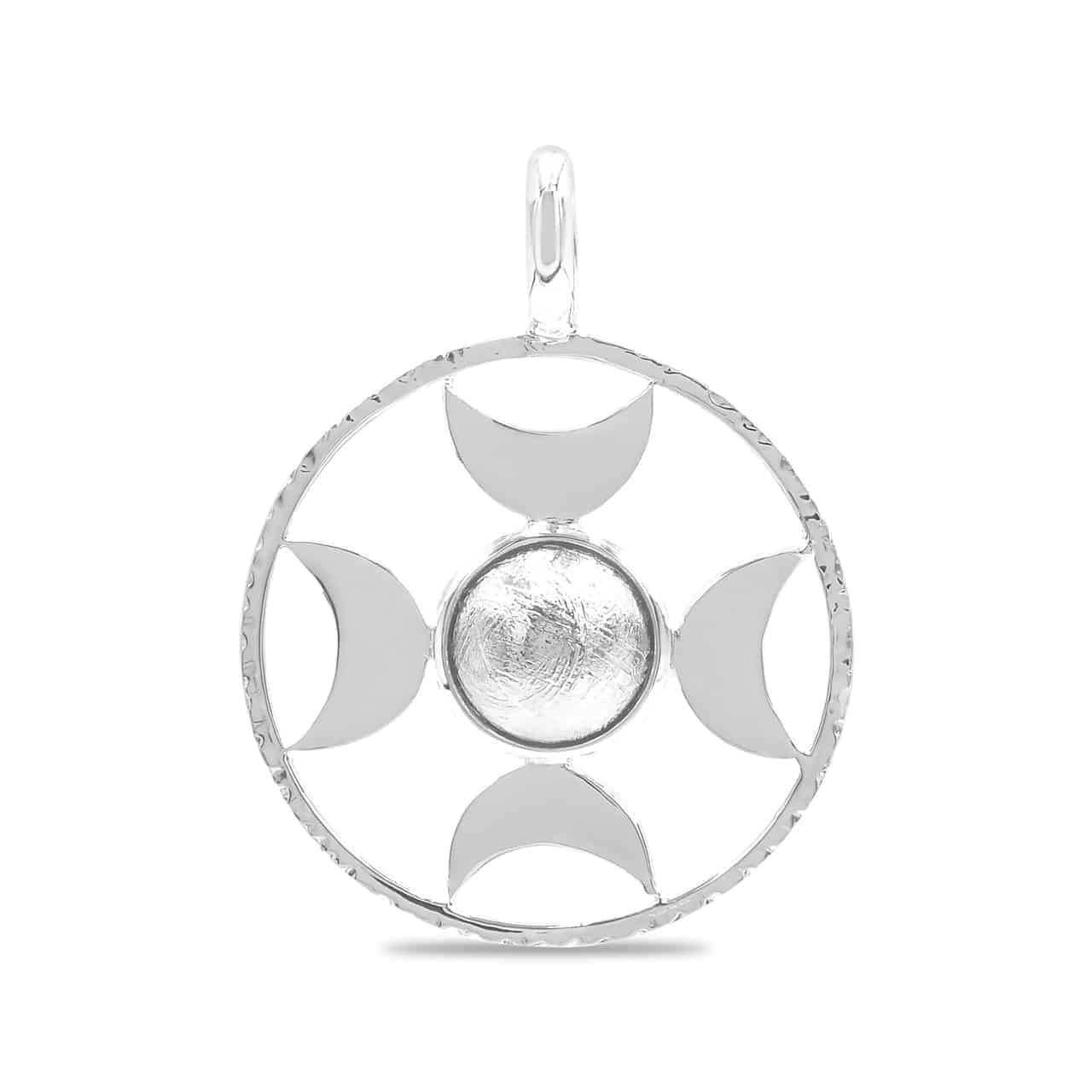 Starborn Sphere Gemstones Directional Crescent Moon Pendant in Sterling Silver - Large