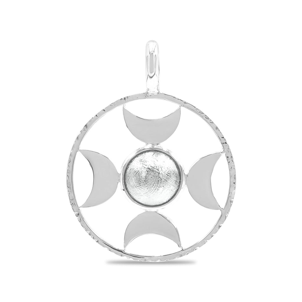 Starborn Sphere Gemstones Directional Crescent Moon Pendant in Sterling Silver - Large