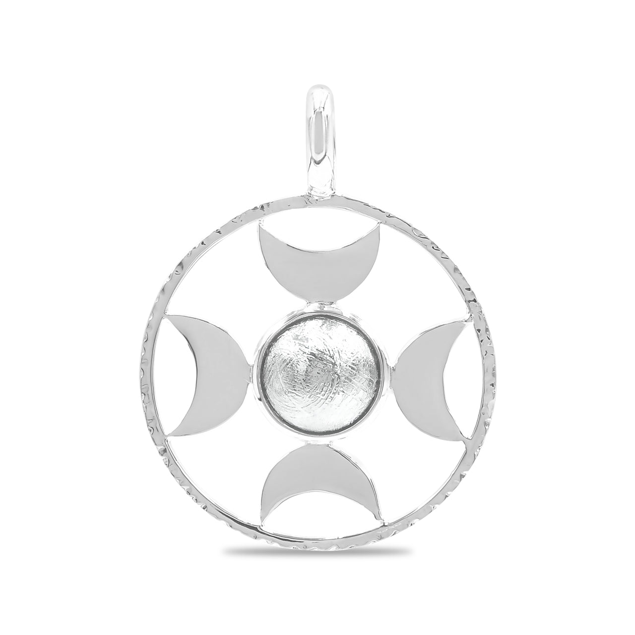Starborn Sphere Gemstones Directional Crescent Moon Pendant in Sterling Silver - Large