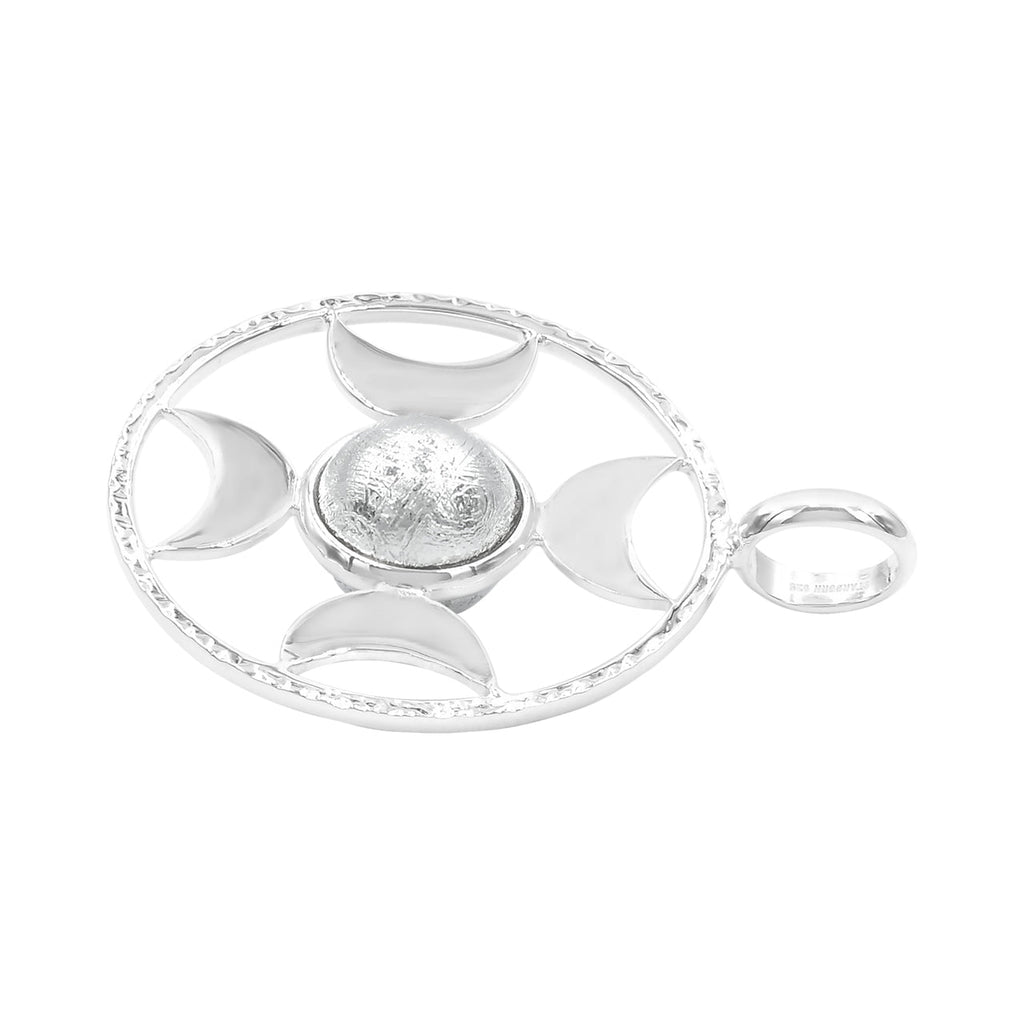 Starborn Sphere Gemstones Directional Crescent Moon Pendant in Sterling Silver - Large