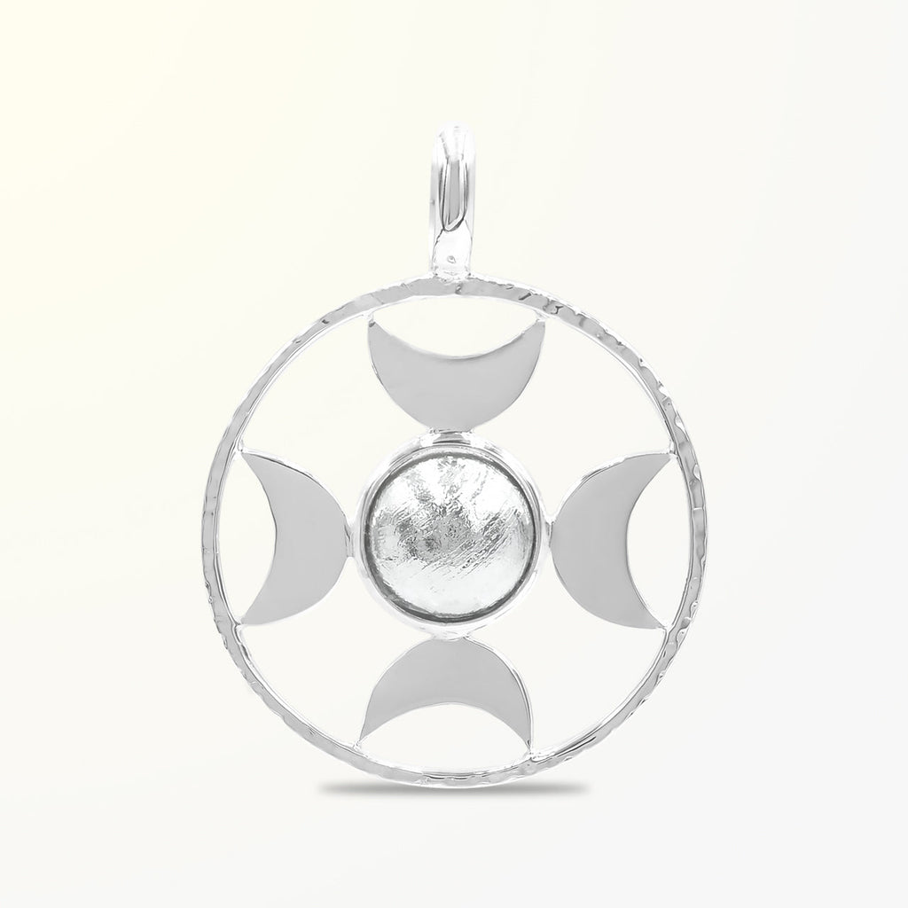 Starborn Sphere Gemstones Directional Crescent Moon Pendant in Sterling Silver - Large