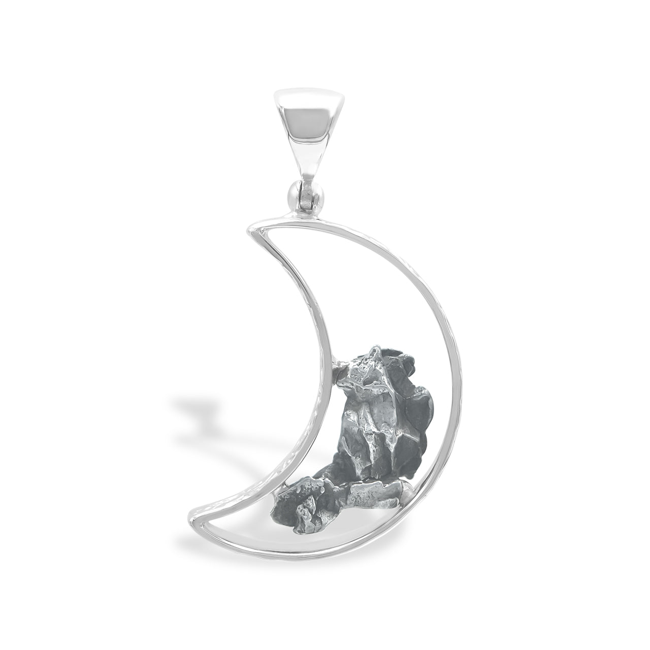 Starborn Campo del Cielo Meteorite Crescent Moon Pendant in Sterling Silver