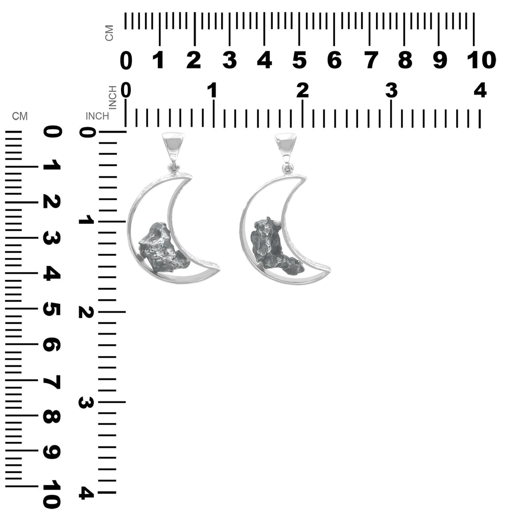 Starborn Campo del Cielo Meteorite Crescent Moon Pendant in Sterling Silver