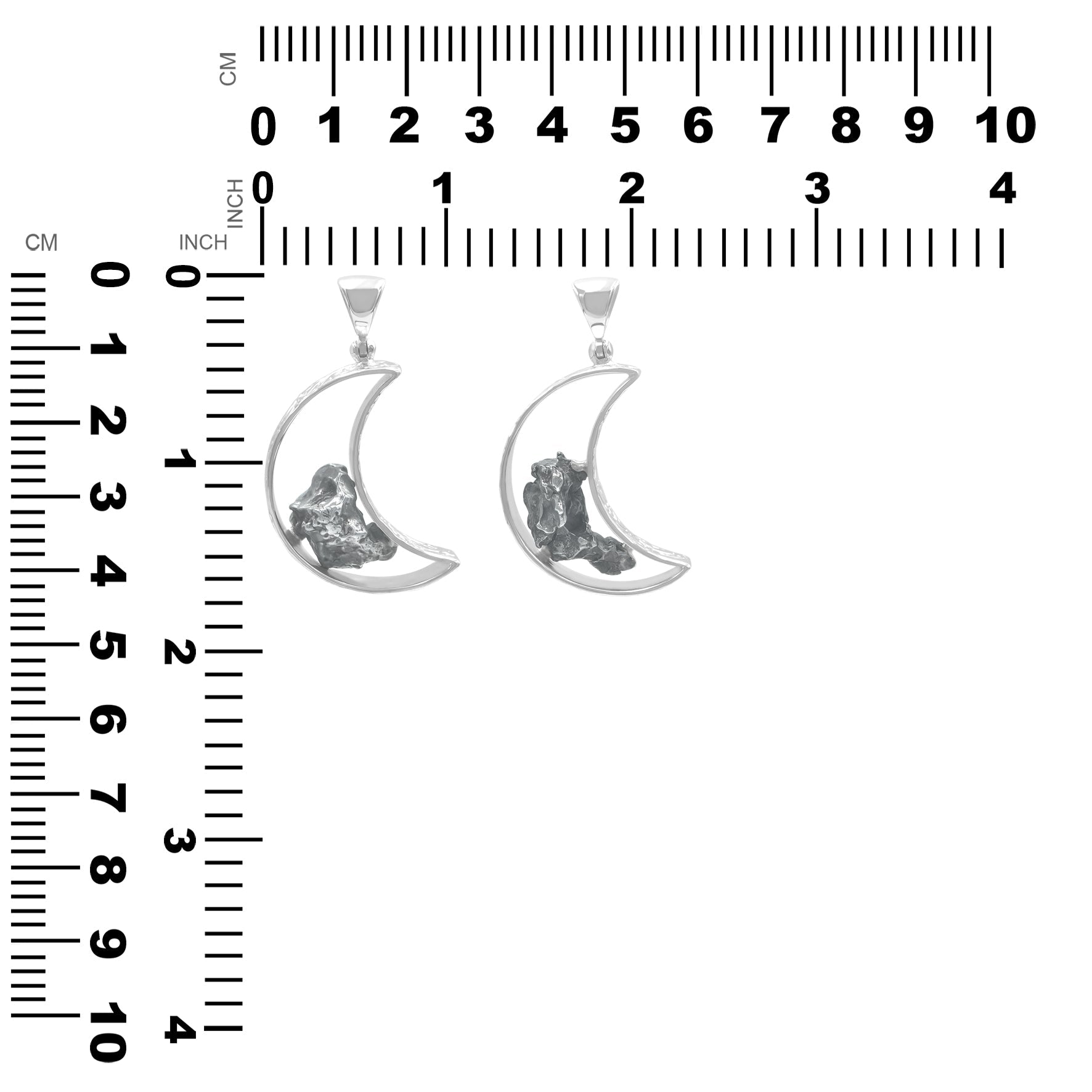 Starborn Campo del Cielo Meteorite Crescent Moon Pendant in Sterling Silver