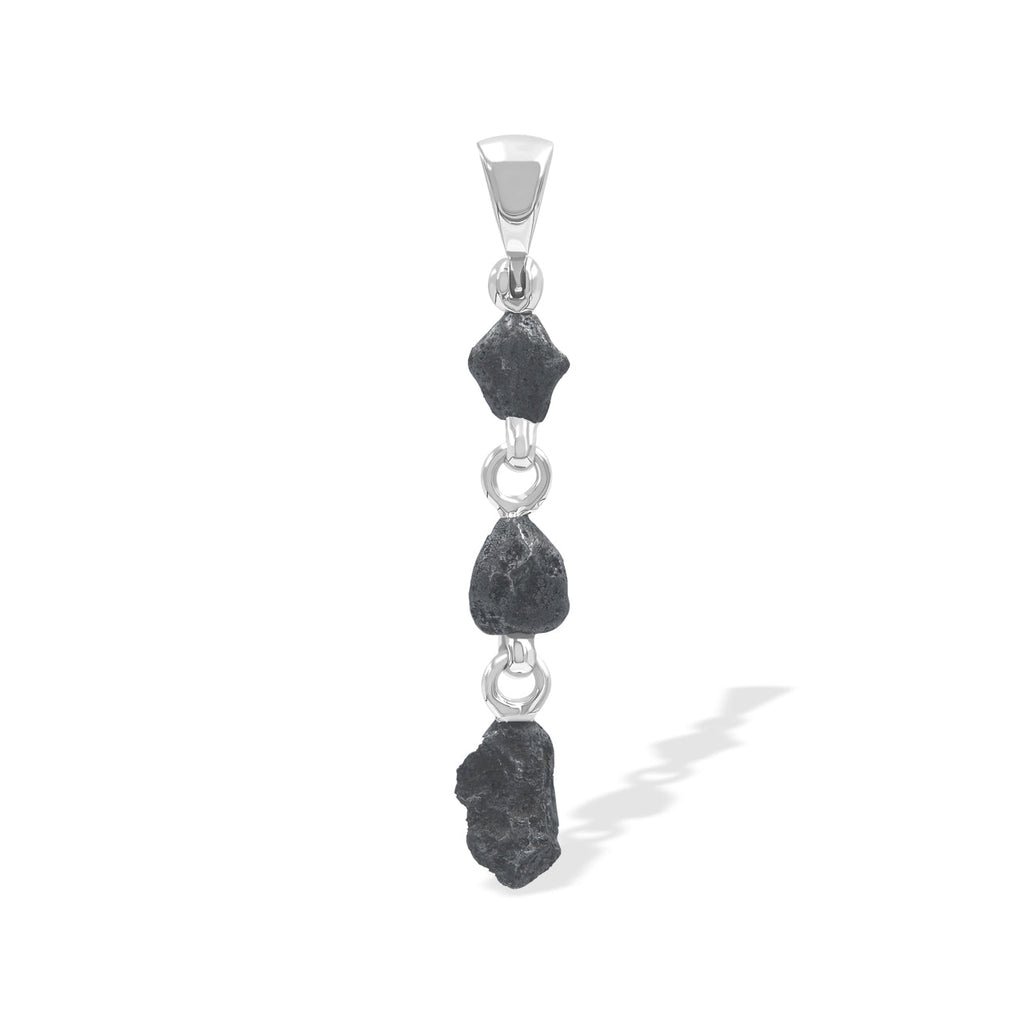 Starborn Agoudal Iron Meteorite Drop Pendant in Sterling Silver