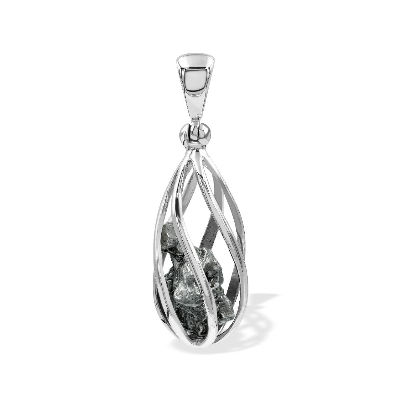 Starborn Campo Del Cielo Meteorite Spiral Cage Pendant in Sterling Silver