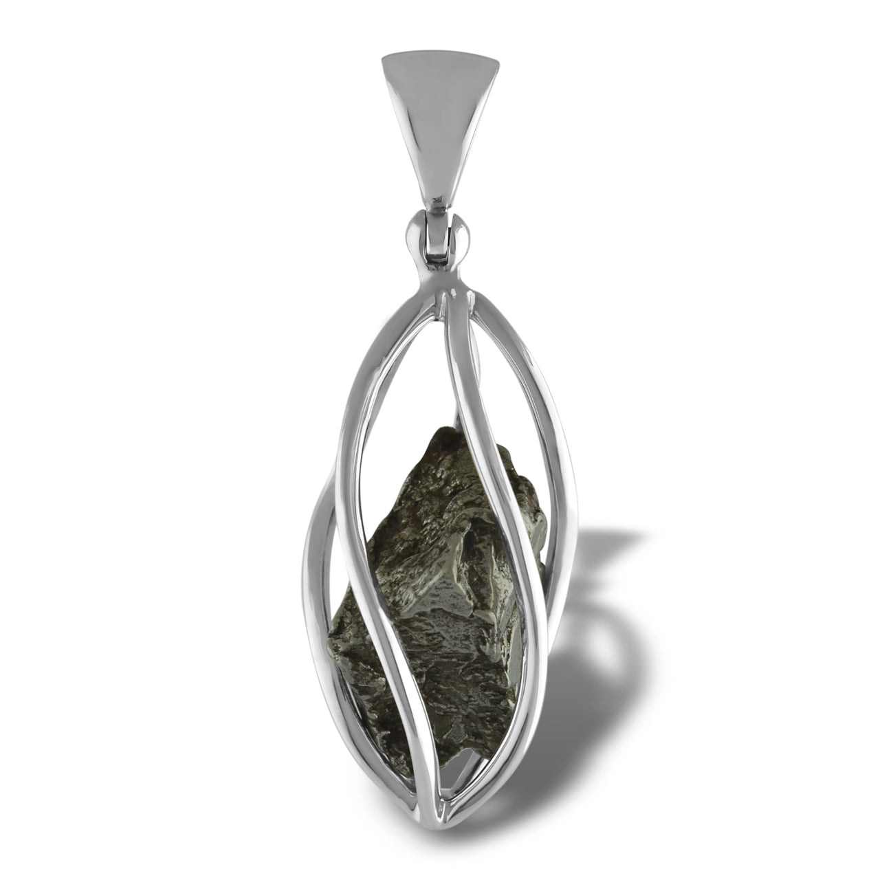 Starborn Campo del Cielo Meteorite Cage Pendant in Sterling Silver
