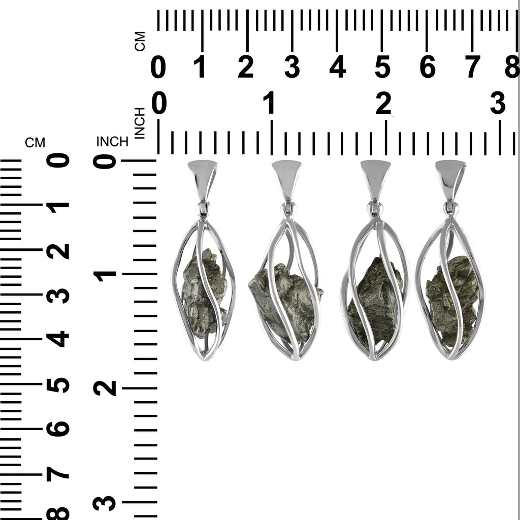 Starborn Campo del Cielo Meteorite Cage Pendant in Sterling Silver