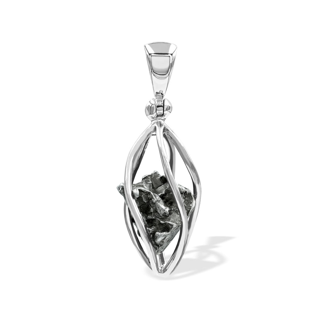 Starborn Campo del Cielo Meteorite Cage Pendant in Sterling Silver