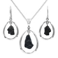 Starborn Agoudal Iron Meteorite Pendant and Earrings in Sterling Silver