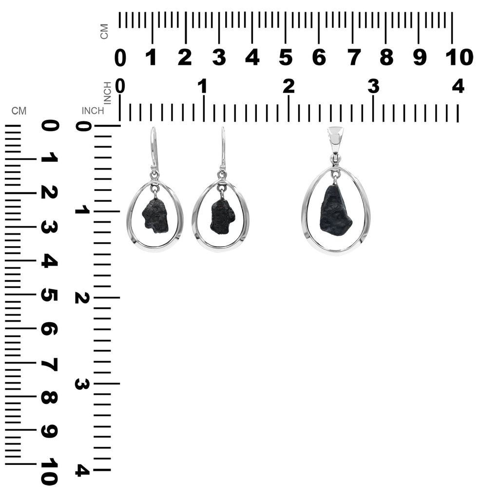 Starborn Agoudal Iron Meteorite Pendant and Earrings in Sterling Silver